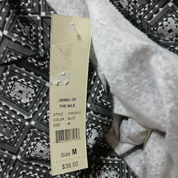 Jordache Jewel of the Nile Geometric Print Black Gray Sleeveless Blouse Medium - Picture 9 of 10